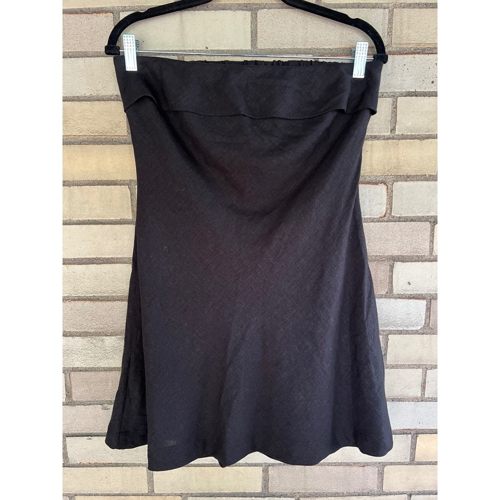 Forever 21 Black Linen Blend Strapless Cutout Back Mini Dress Size Medium - Picture 1 of 9